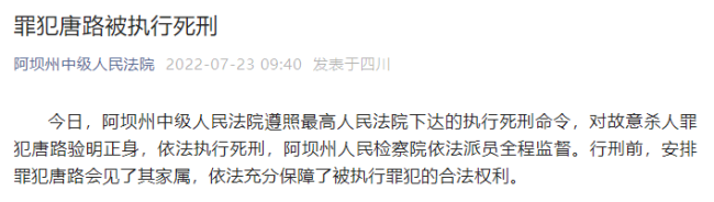 “拉姆案”罪犯唐路被执行死刑