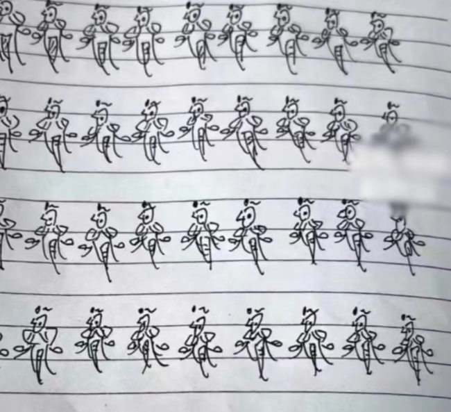 大学生打麻将被罚画600个幺鸡：结果幺鸡变“蚂蚱”
