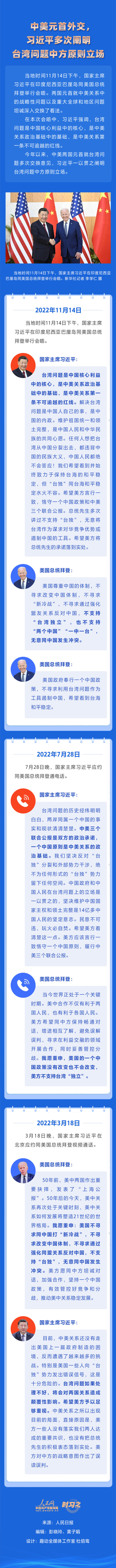 中美元首外交，习近平多次阐明台湾问题中方原则立场