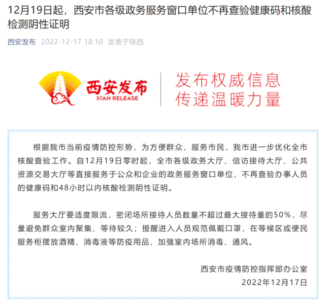 多地宣布:各级党政机关带头不再查核酸  优化疫情防控政策陆续出台