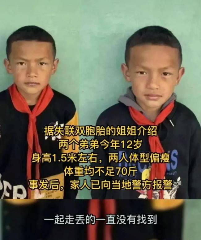 12岁双胞胎放羊失联 胡鑫宇事件重演还是走丢了？