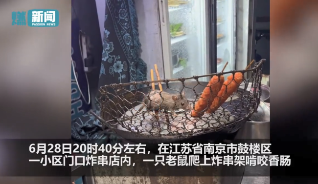 南京一炸串店老鼠啃食香肠被拍，市监局回应来了！