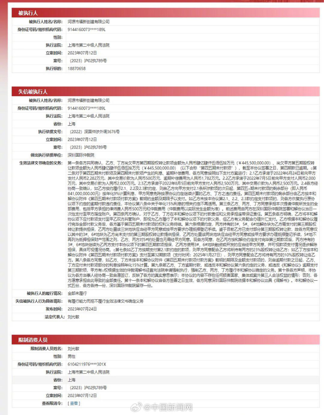 万达地产未执行1887万再成失信被执行人 