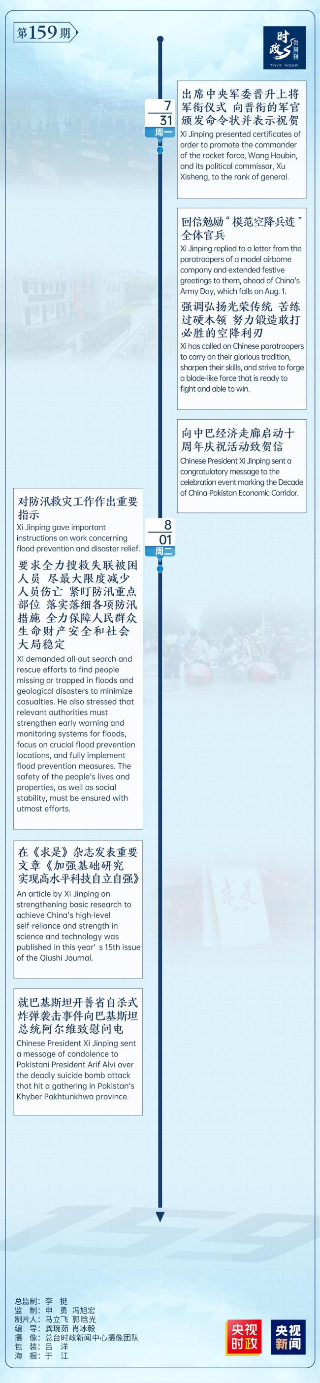 时政微周刊丨总书记的一周（7月31日—8月6日）