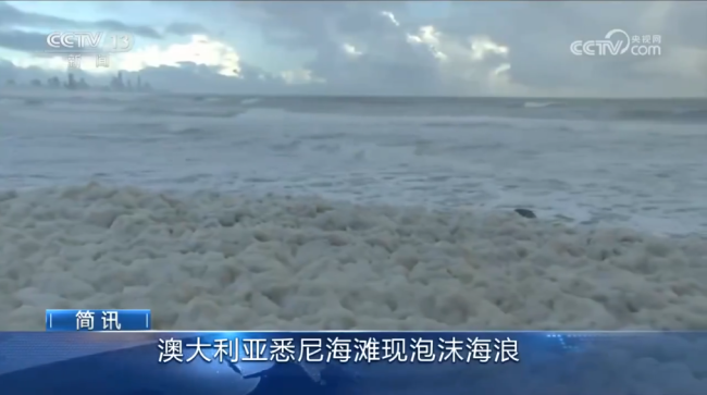 澳大利亚悉尼一海滩出现泡沫海浪好似积雪