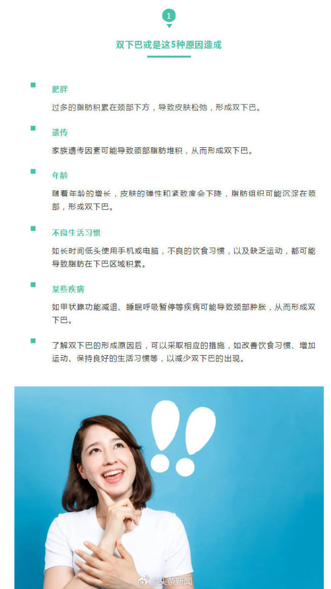 双下巴或是这5种原因造成 突然有了双下巴是什么病