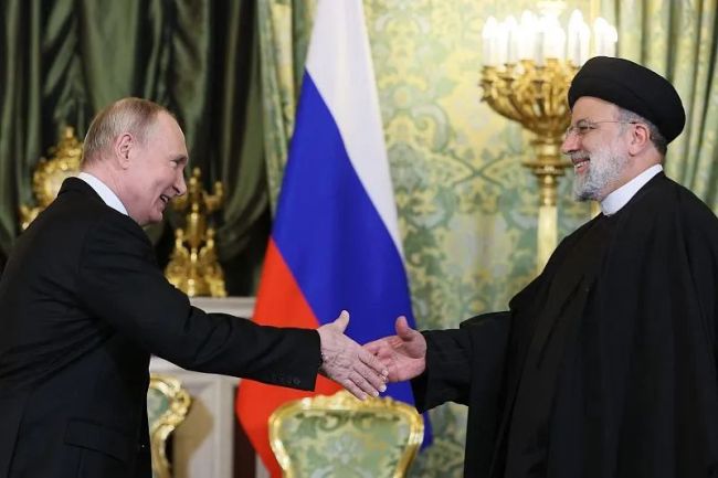 2023年12月7日，俄罗斯总统普京与伊朗总统莱希举行会谈。图源：视觉中国