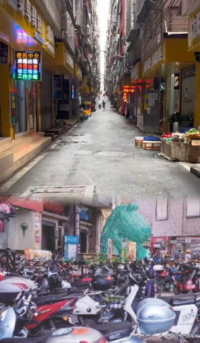 网友实拍禁电动车后的三元里村街道 景象引热议
