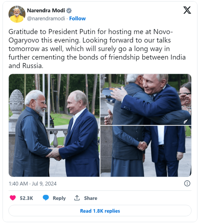 莫迪访俄，美国：已就印俄关系向印度表示担忧