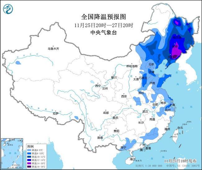 寒潮预警：0℃线将抵达苏皖北部至河南南部一带