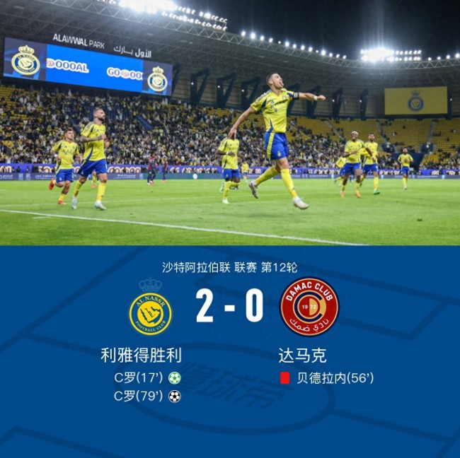 利雅得胜利2-0十人达马克