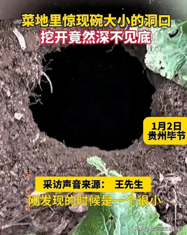 菜地现碗口大洞口深不见底 神秘现象引关注