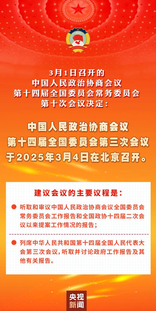 2025年全国政协会议议程来了