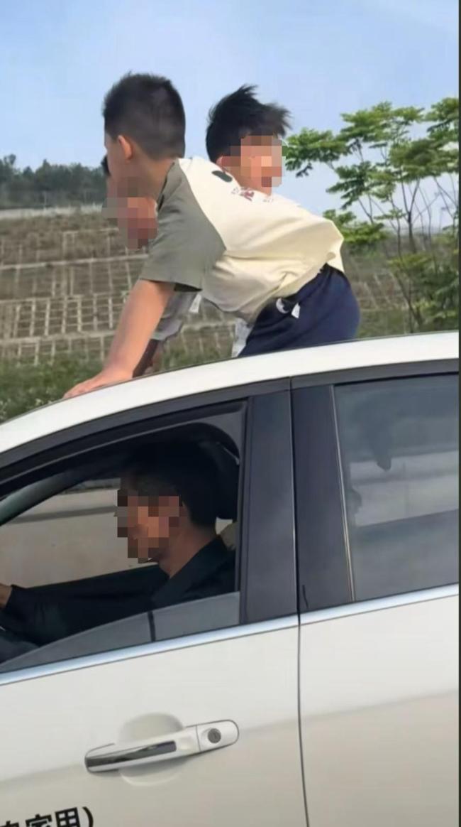 3男孩從汽車天窗探出身體 交警回應(yīng) 違規(guī)行為需核查