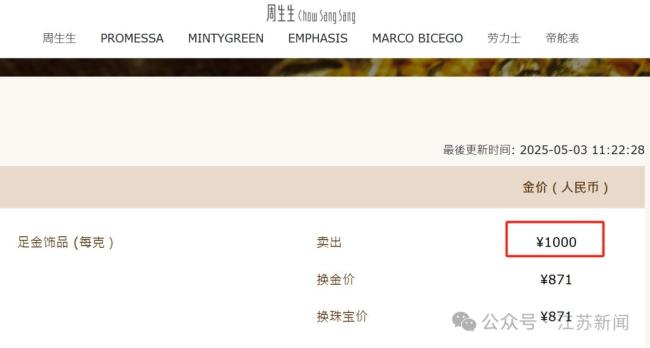金飾價(jià)格漲回1000元 國際金價(jià)反彈帶動(dòng)