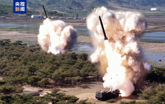 朝鮮進行遠程炮及導彈係統聯合打擊訓練