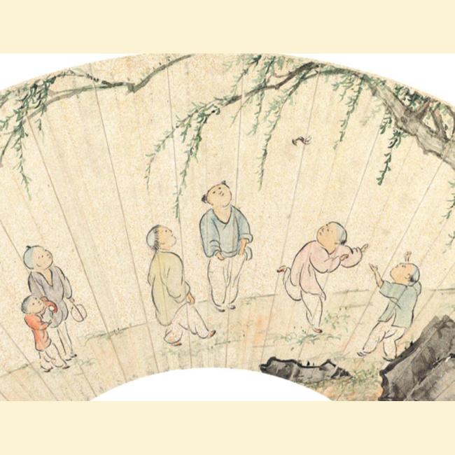 古代小孩哥怎么過六一 綠意中撒歡踢毽子