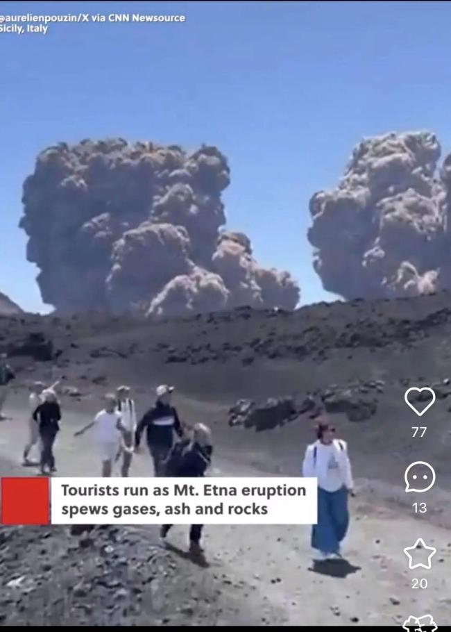 西西里島火山噴發(fā)時(shí)游客急逃 40名游客安全撤離