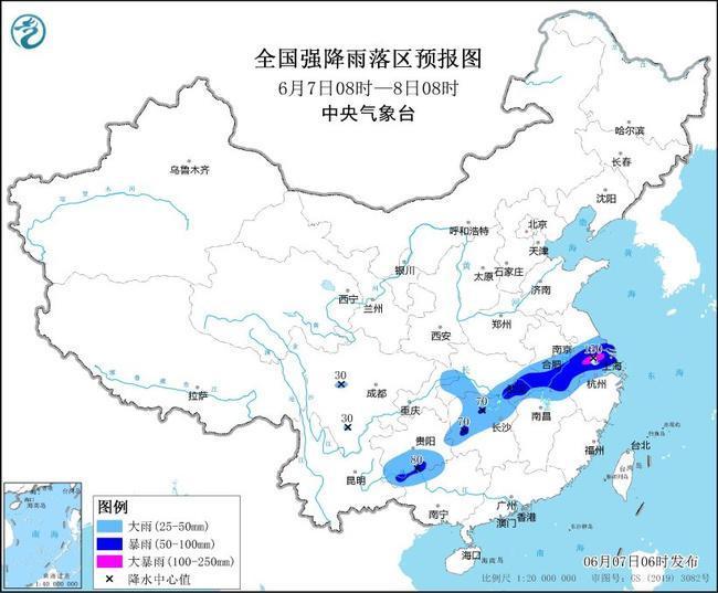 暴雨预警：江浙沪等9省区市部分地区有大到暴雨 江苏局地大暴雨 短时强降水与雷暴来袭