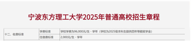 浙江一大學(xué)學(xué)費(fèi)每人每學(xué)年9.6萬