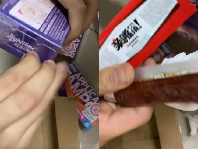 消费者买卫生棉条拆出辣条