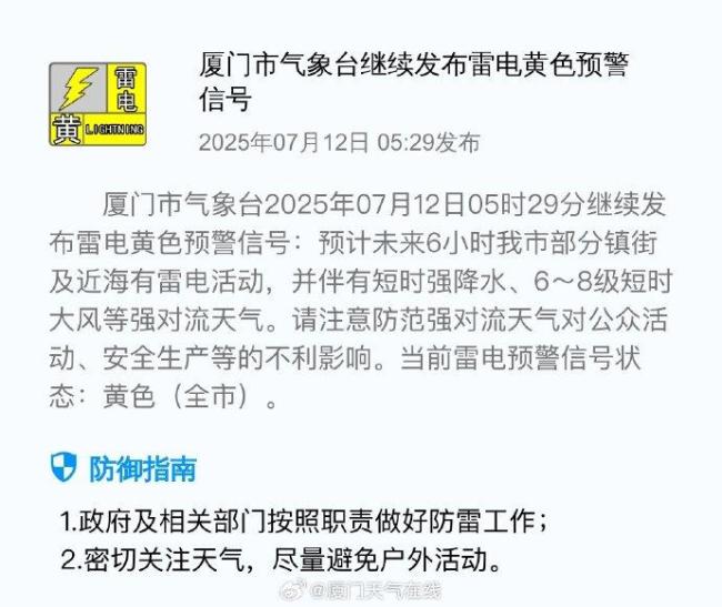 廈門繼續(xù)發(fā)布暴雨藍(lán)色預(yù)警 注意防范次生災(zāi)害