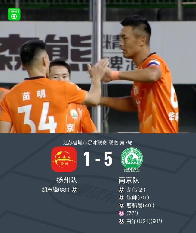 南京客場(chǎng)5-1大勝揚(yáng)州