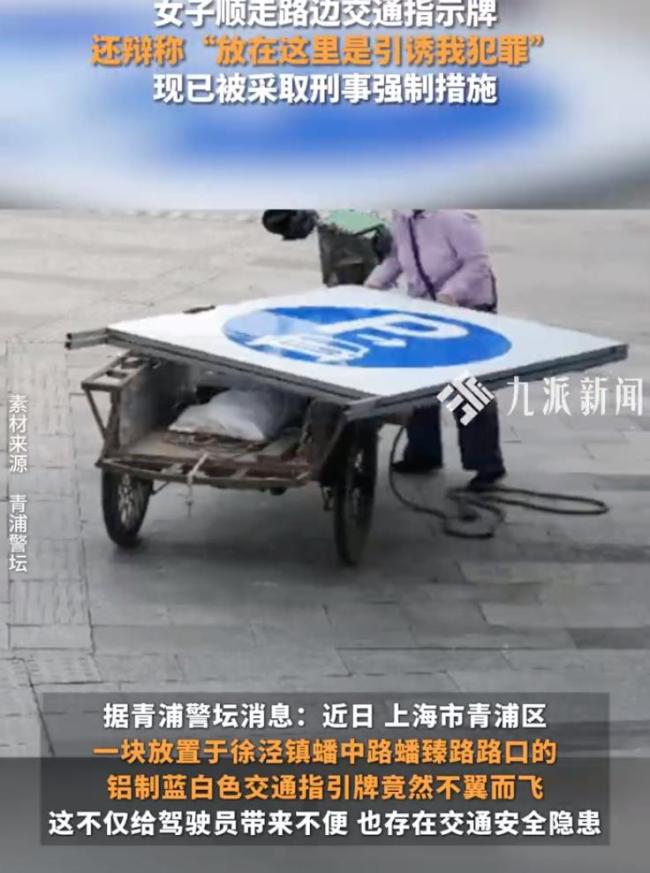 上海一女子盜竊交通指引牌變賣 貪念驅(qū)使下落法網(wǎng)