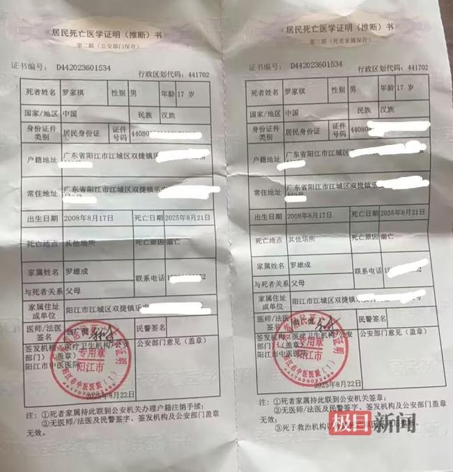 高中生救落水老人溺亡 英勇行为获官方认可