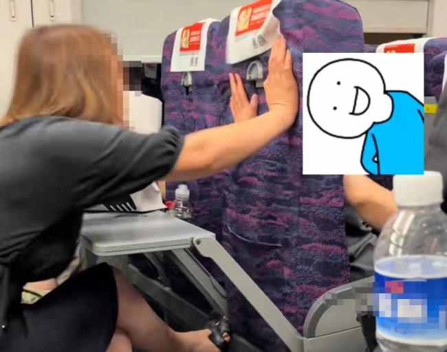 女子不让前排调座椅抬脚猛踹！12306客服回应