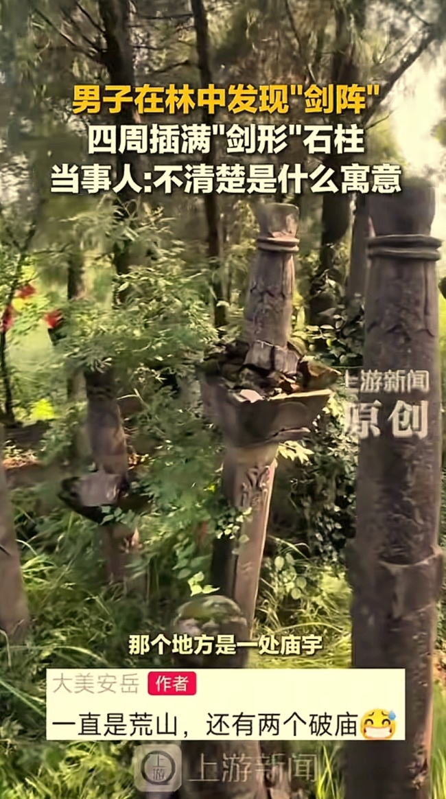 四川一男子在林中发现“剑阵”!