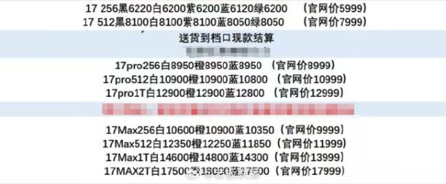 多款iPhone17回收价破发