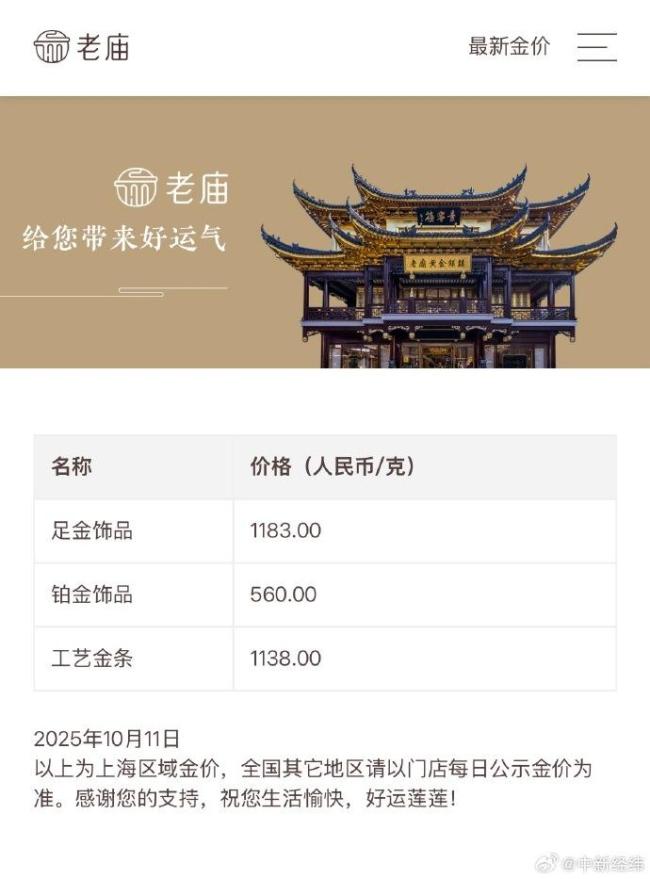 国内多家金饰克价突破1180元