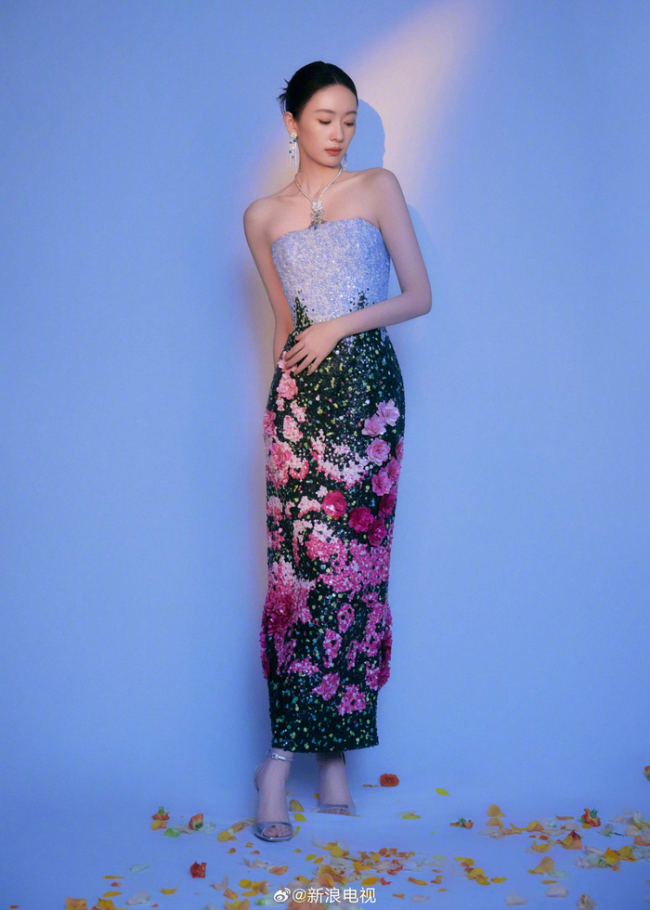 童瑶五十朵立体玫瑰裙