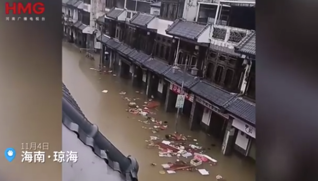官方回应海南琼海暴雨致多店铺被淹：台风“海鸥”过境所致