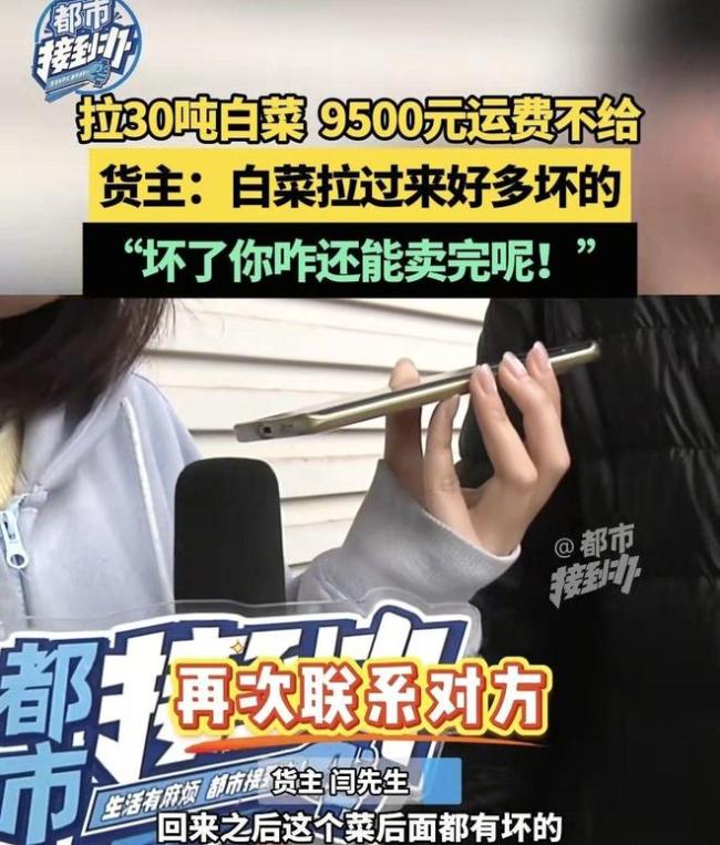 货车司机拉30多吨白菜被欠9500运费 货主赖账引争议