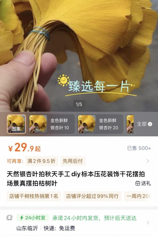 商家回应卖落叶成交500多单