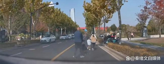 一家三口横穿马路还耍横，男子鸣笛遭竖中指拦车