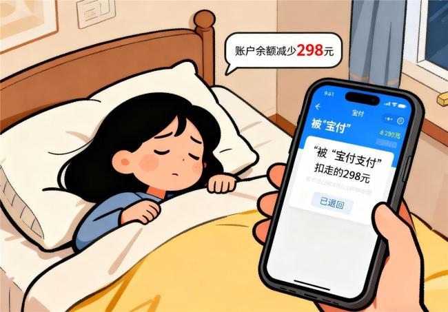 女子睡觉时被宝付支付划走298元钱