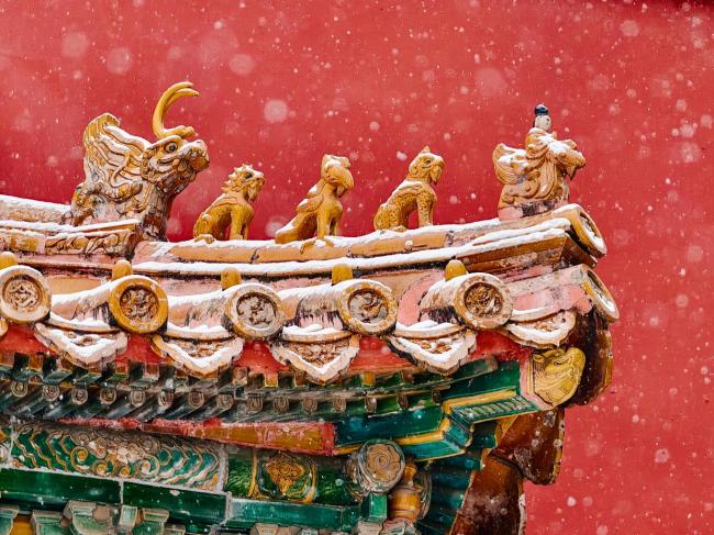 北京景山公園雪景美圖來了 古建白雪同框迷人