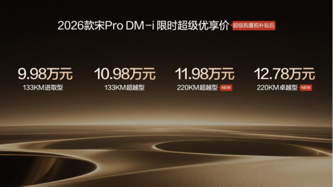 2026款宋Pro DM-i长续航版上市 纯电自由新选择
