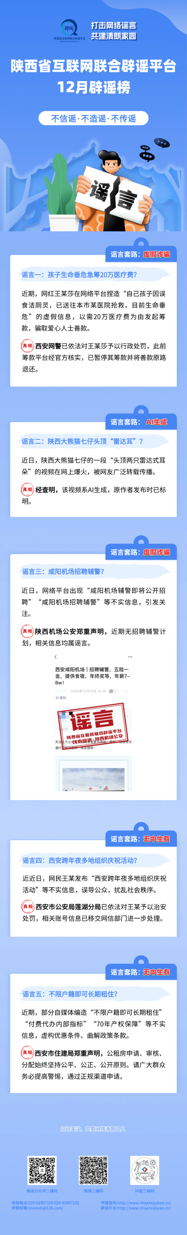 陕西省互联网联合辟谣平台2025年12月辟谣榜