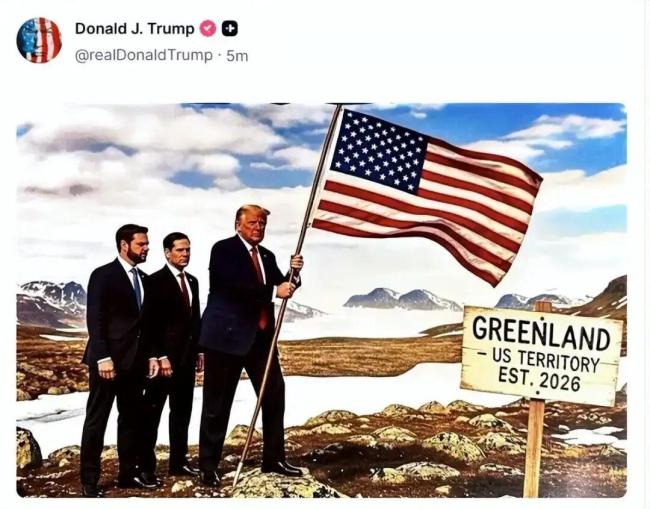 特朗普发图暗示吞并加拿大格陵兰等 地图引发争议