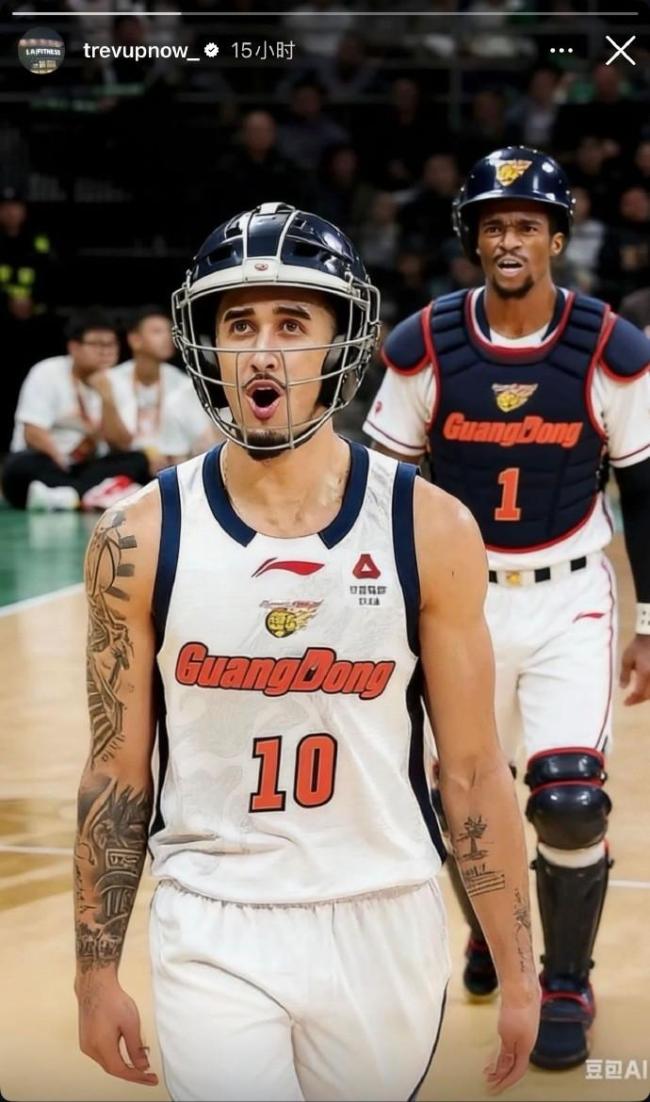广东男篮外援发穿护具上场图片 激烈对抗引热议
