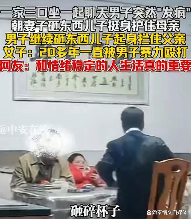 目睹父亲突然家暴儿子挺身护母