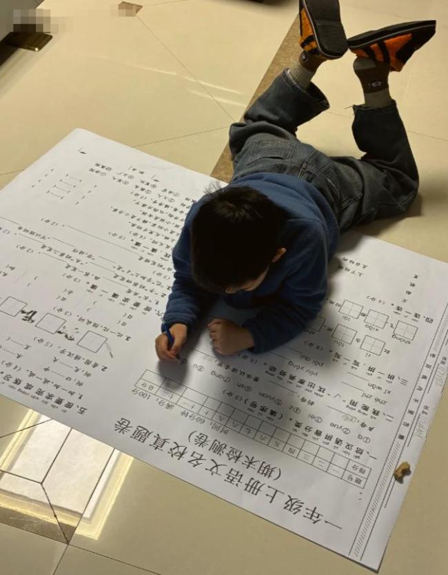 “果然人人都喜欢大的”，妈妈给儿子安排地毯式超大试卷，网友：好想做
