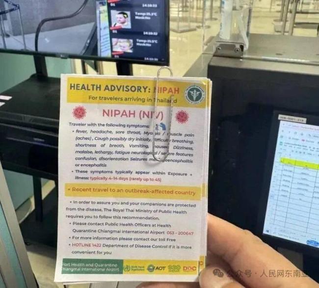 受尼帕病毒影响泰国机场启动防控 加强健康监测