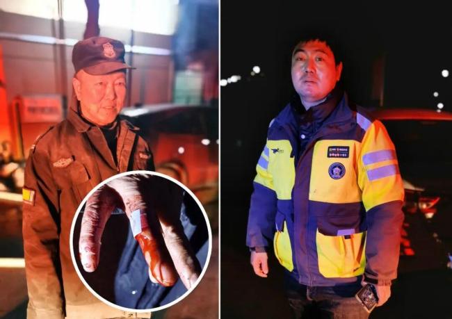 外卖小哥和保安大叔失火中救整栋楼