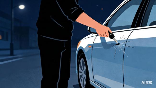 司机拿钥匙坏心划邻车车主已报警