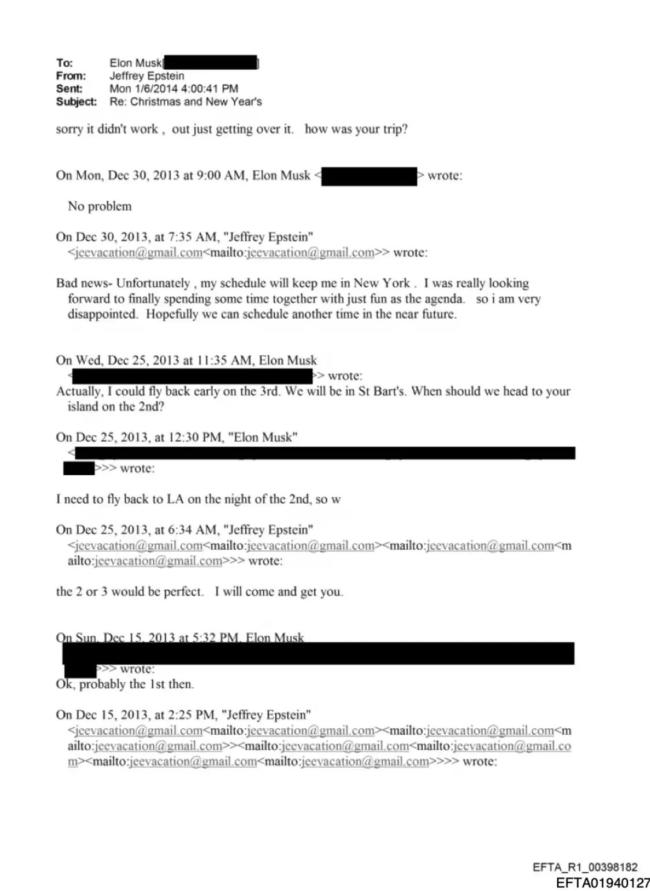 马斯克回应被曝试图去爱泼斯坦小岛 邮件揭示沟通细节